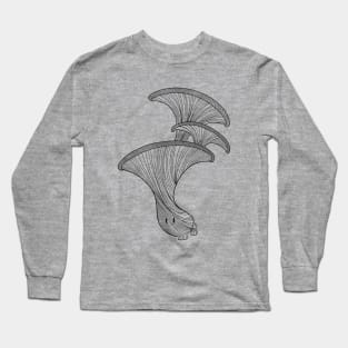 Oyster Mushroom Black Lineart Long Sleeve T-Shirt